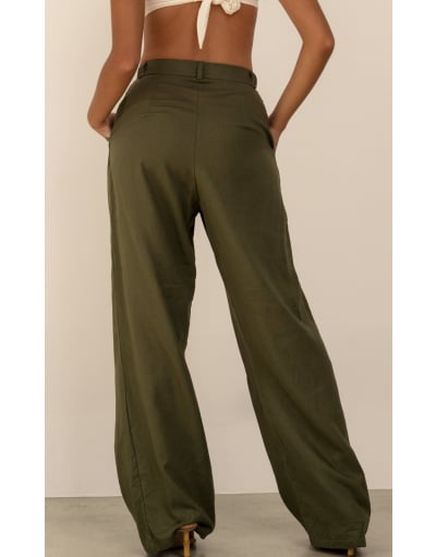 ANAHI VERDE OLIVA CALÇA COM LINHO