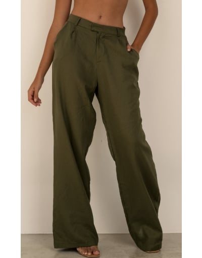 ANAHI VERDE OLIVA CALÇA COM LINHO