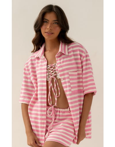 WAVE NAVY LIGHT PINK CAMISA